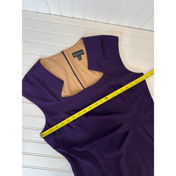 Connected Apparel Horseshoe Neck Side Tuck Sheath Dress Purple Midi Career Sz 18 - Picture 4 of 7